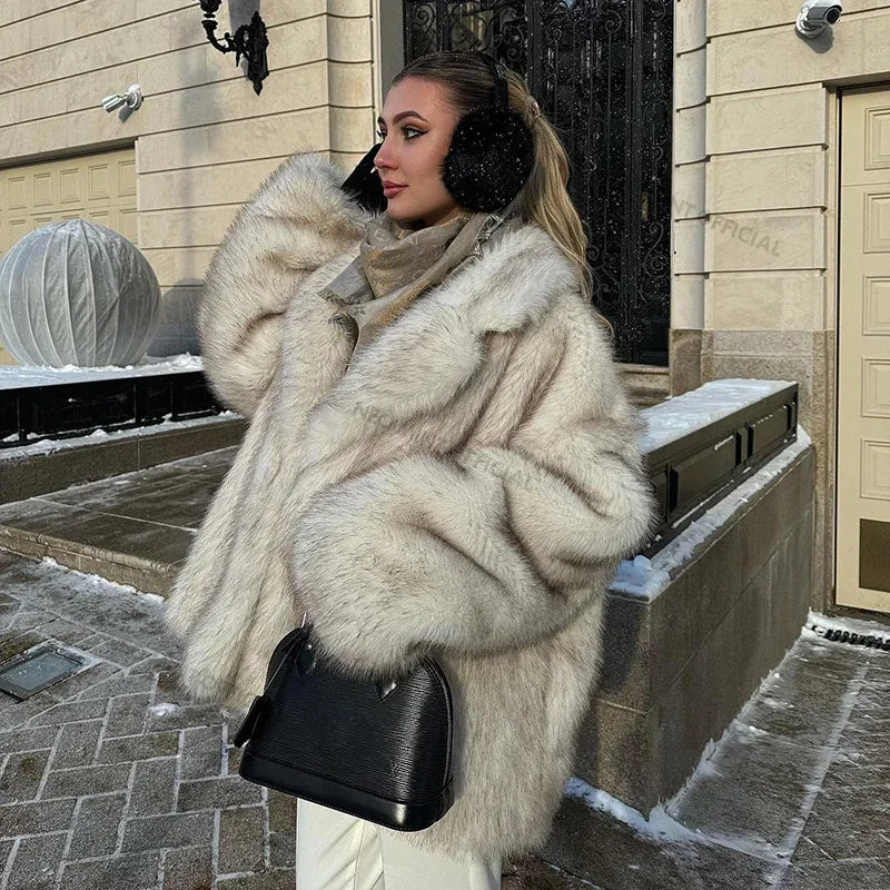 Women's Plush Lapel Open Front Jacket for Layered Outfits