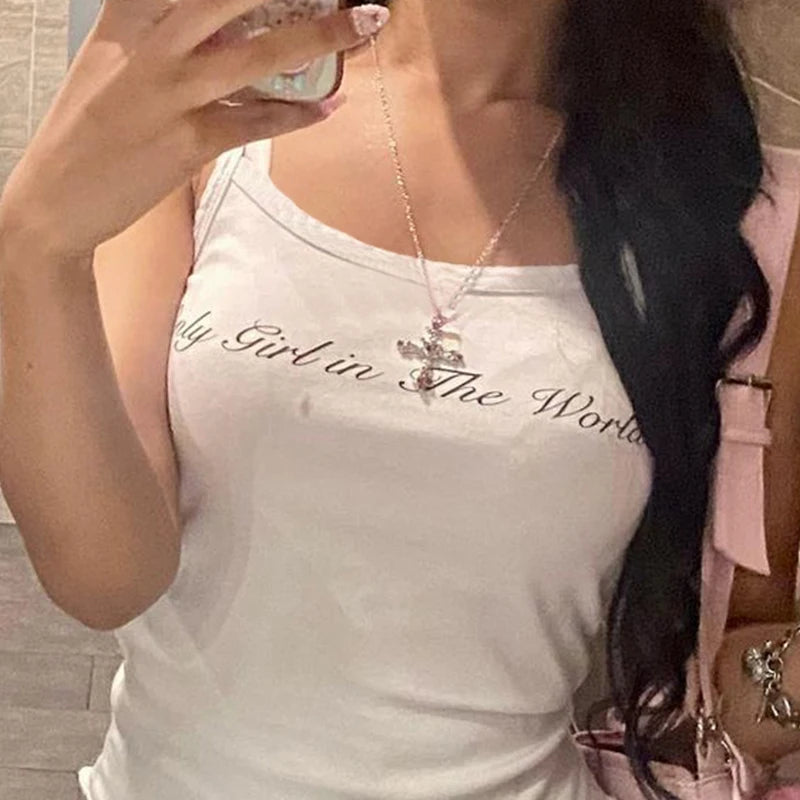 Graphic Print Sleeveless Slim Strap Casual Camisole Top