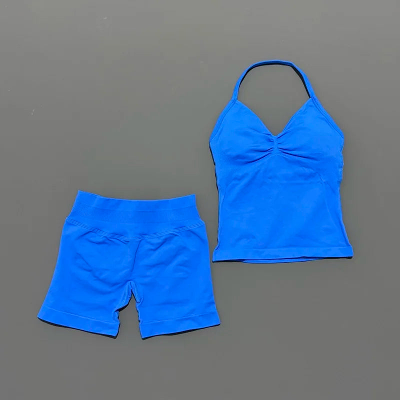 Women's Halter Tank And Shorts Yoga Set For Workout Outfits