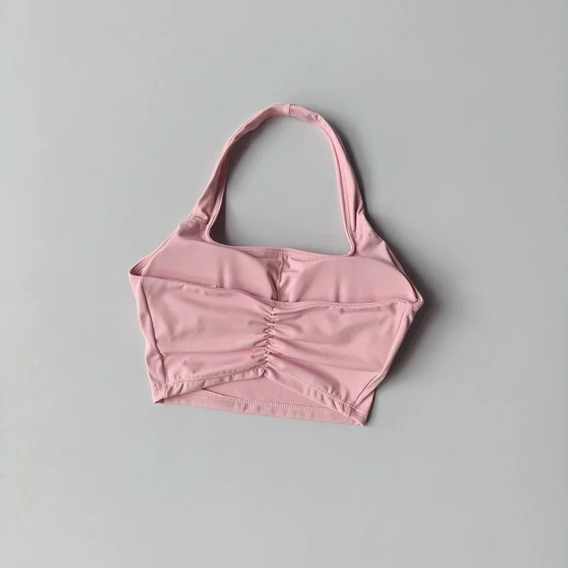 Women's Pleated Halter Sports Bra