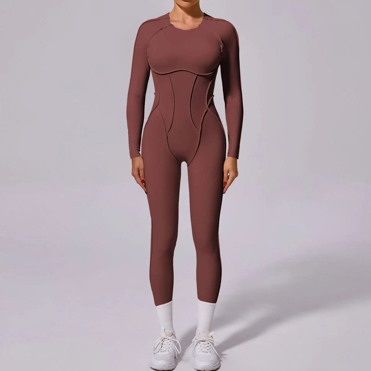 Women's Contoured Workout One Piece with Back Cutouts and Sleeve Length Options