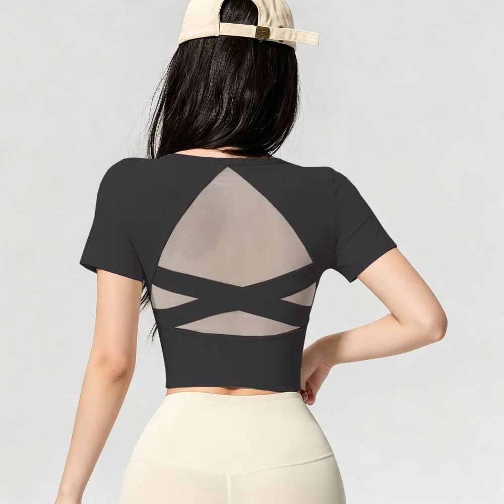 Women's Cross-Back Long-Sleeve Workout Top