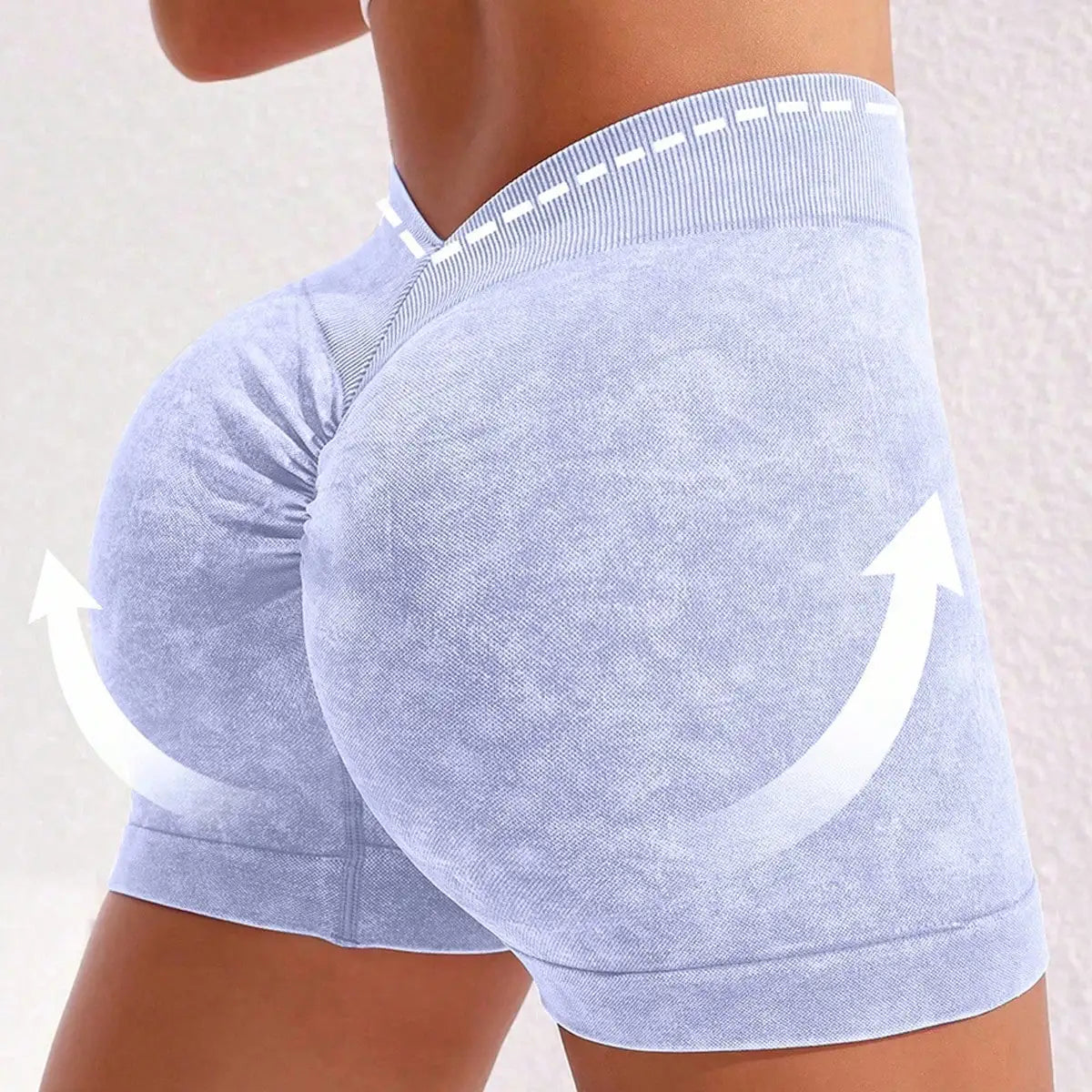 Women's Washed Nylon Blend Biker Shorts with a V Shaped Waist