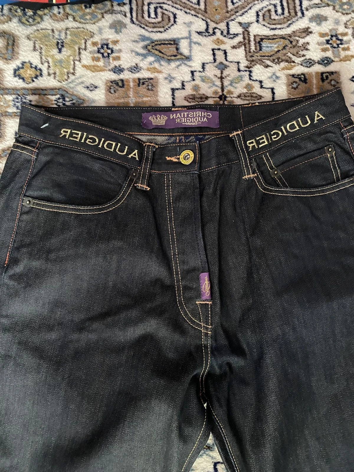 Women's Statue Graphic Black Wide Leg Denim Jeans