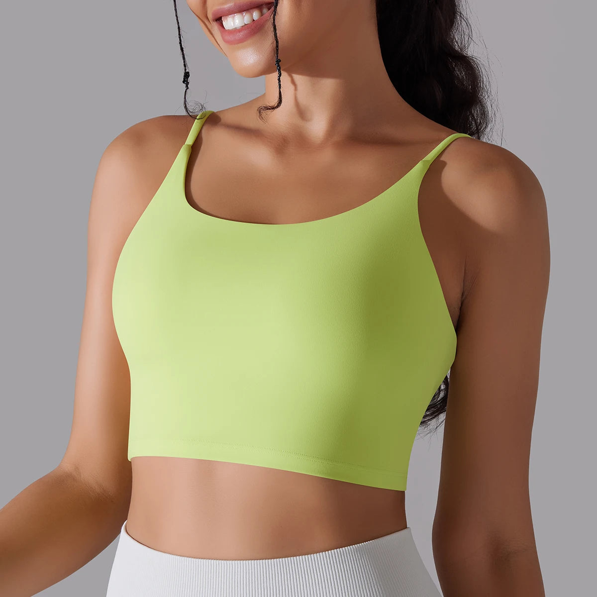 Women's Nylon Blend Sports Bra with Double Back Straps and Padding