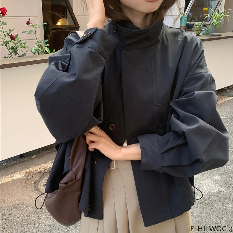Women's Short Cotton-Blend Button-Front Jacket