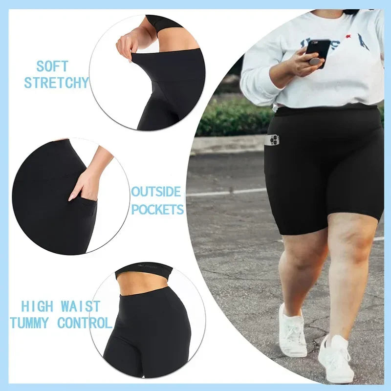 Women's High Waist Side Pocket Cycling Shorts For Workout Outfits