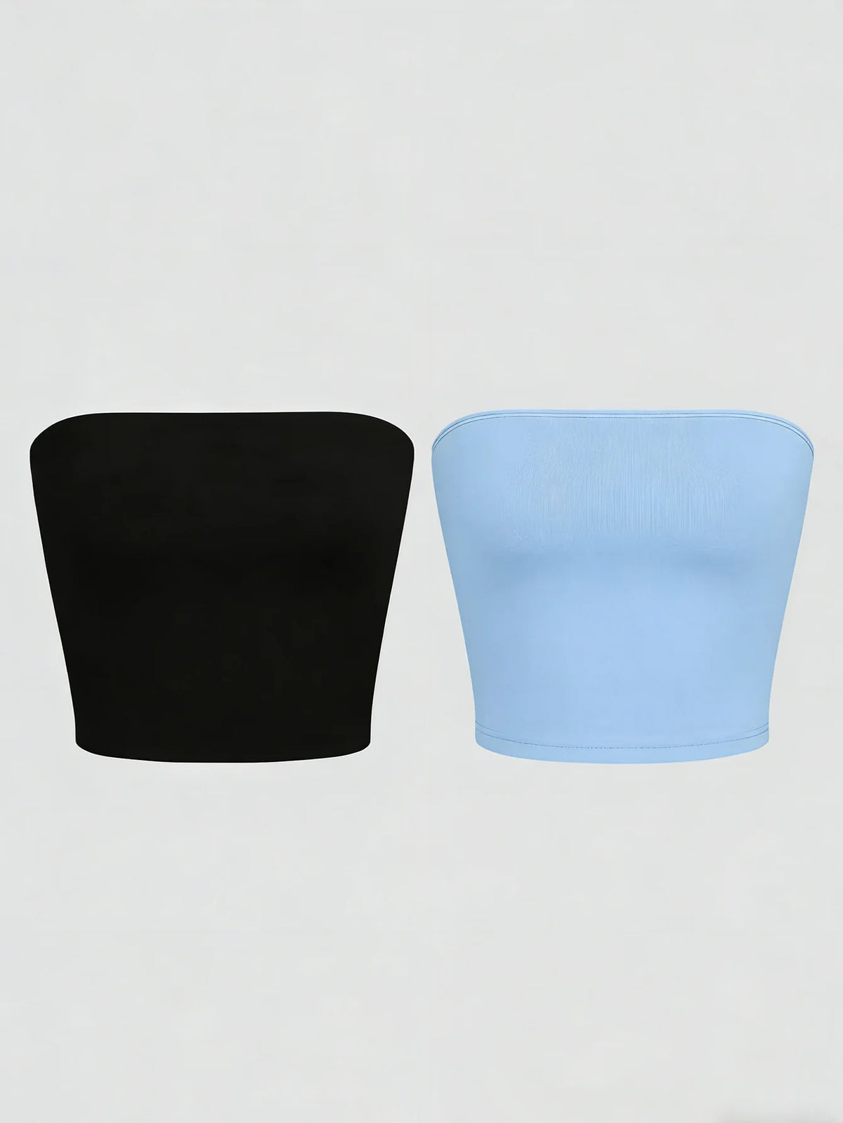 Women's Strapless Polyester Bandeau Crop Top with Straight Neckline