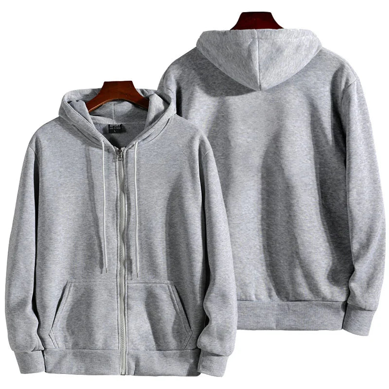 Solid Long-Sleeve Zip-Front Hoodie