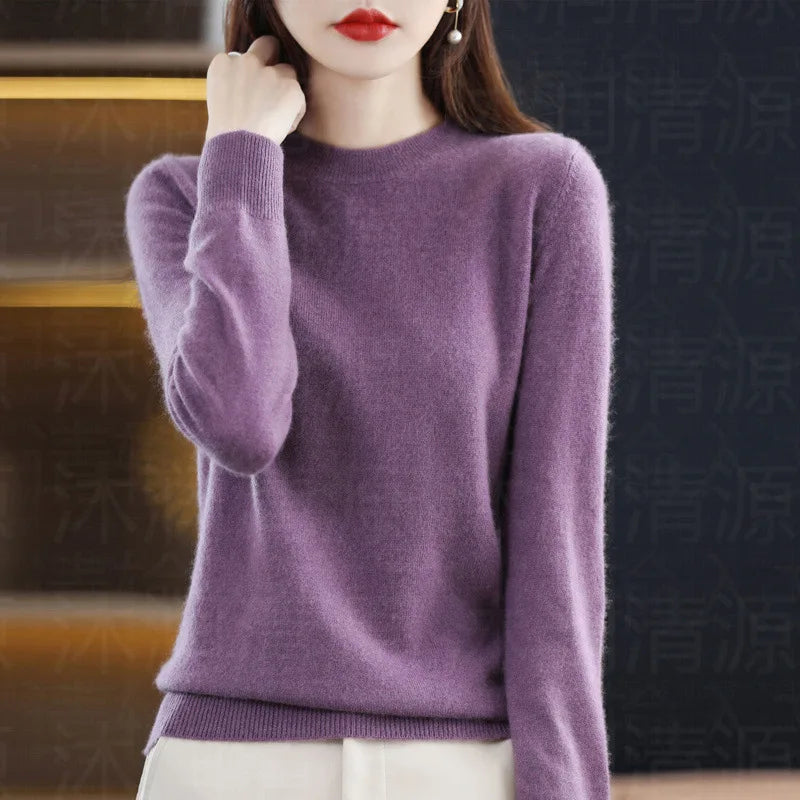 Women's Crew Neck Long Sleeve Sweater Casual Knit Layer