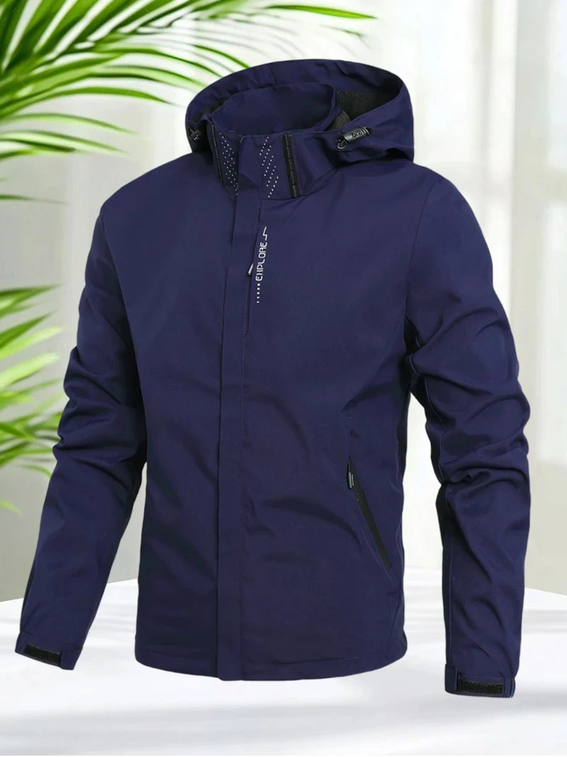 Hooded Long Sleeve Full Zip Outdoor Hiking Jacket with Pockets