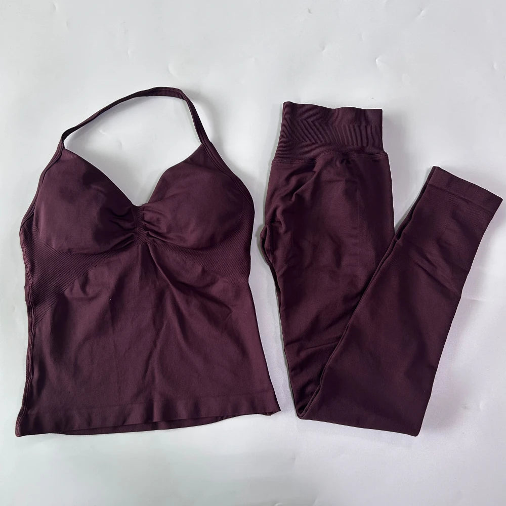 Women's Thin Strap Tank And Leggings Yoga Set