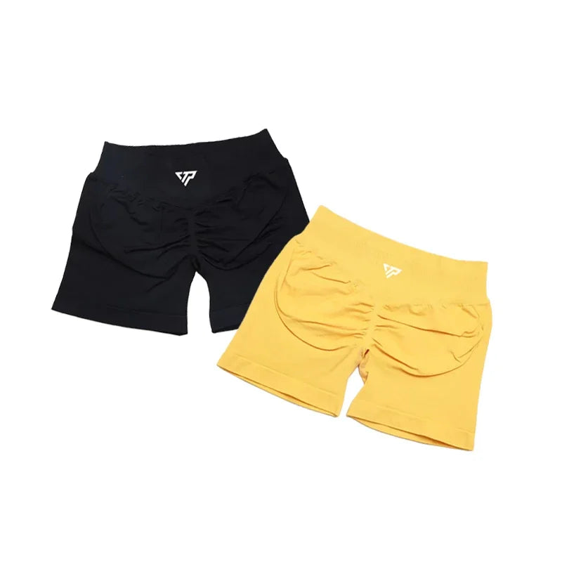 Women's Scrunch Back High Waist Fitted Shorts for Gym Workouts