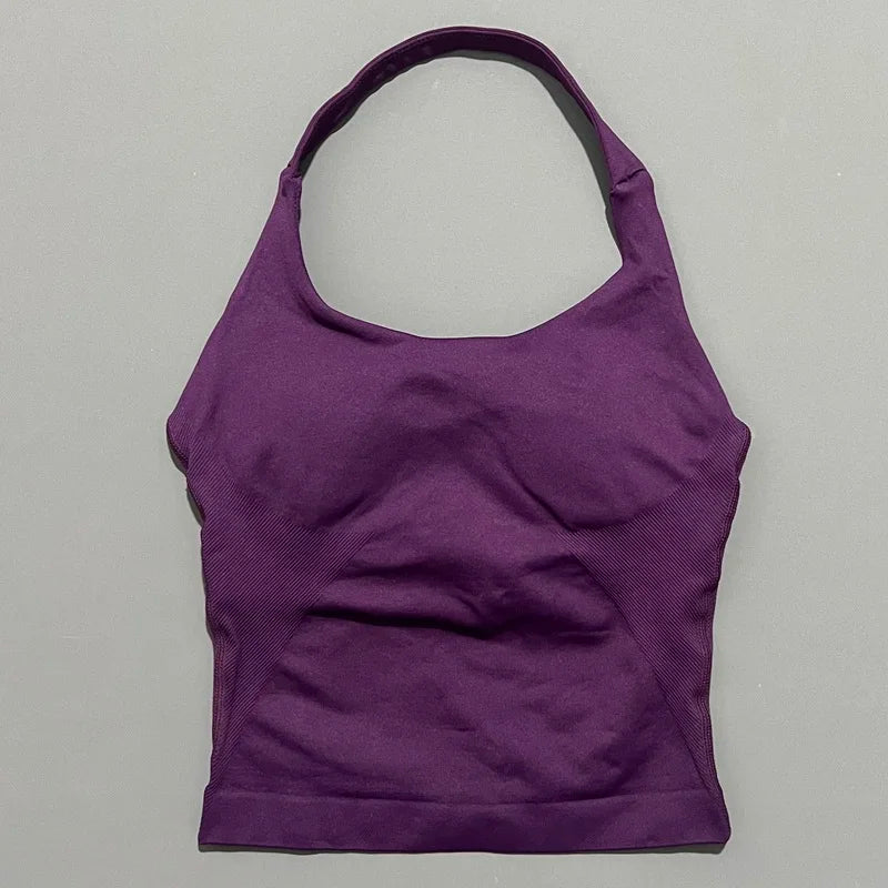 Women's Halter Neck Longline Fitted Tank Top For Workout Outfits