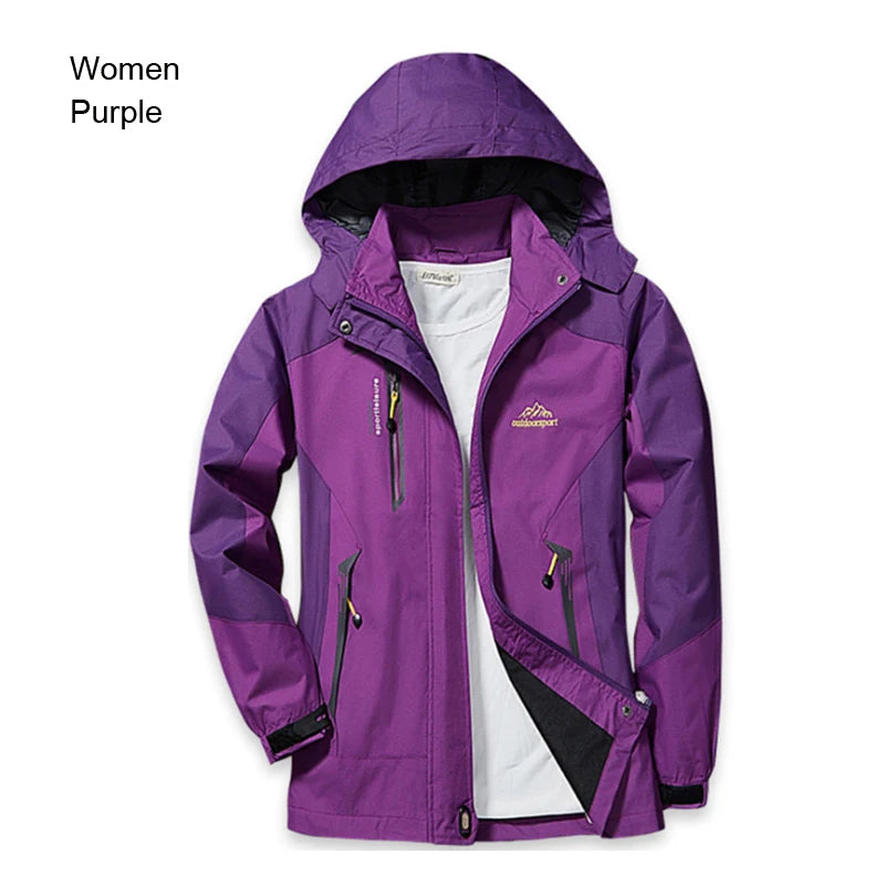 Color Block Hooded Full Zip Long Sleeve Outdoor Jacket