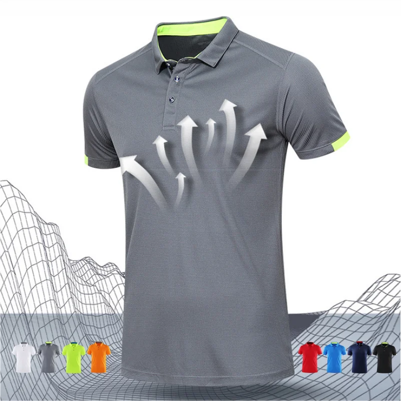 Solid Short Sleeve Collared Golf Polo Shirt with Button Placket