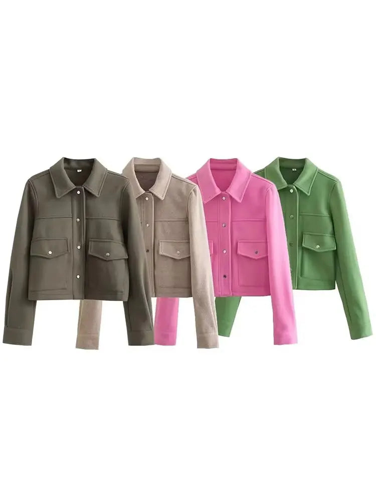 HH Cropped Button-Front Pocket Jacket