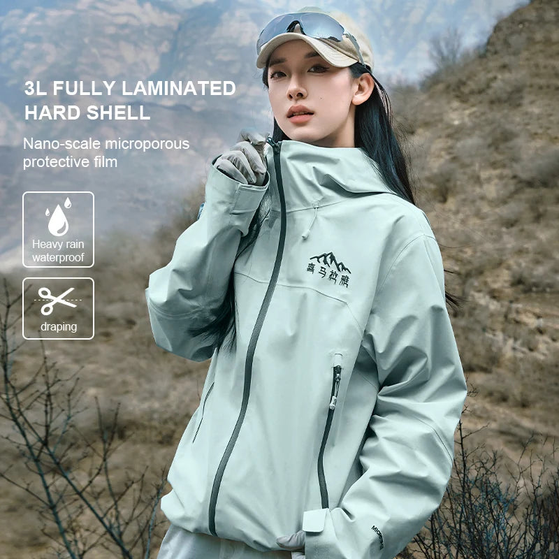 Long Sleeve Hooded Full Zip Ski Jacket with Pockets