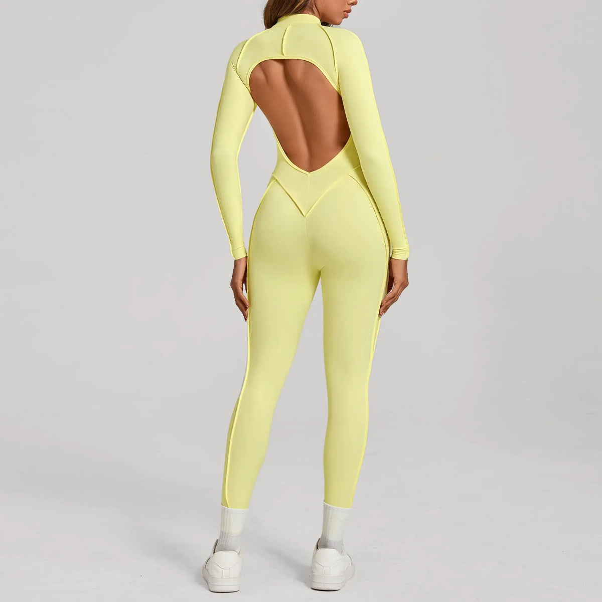 Women's Zip Front Contour Seam Workout One Piece in Long and Short Styles