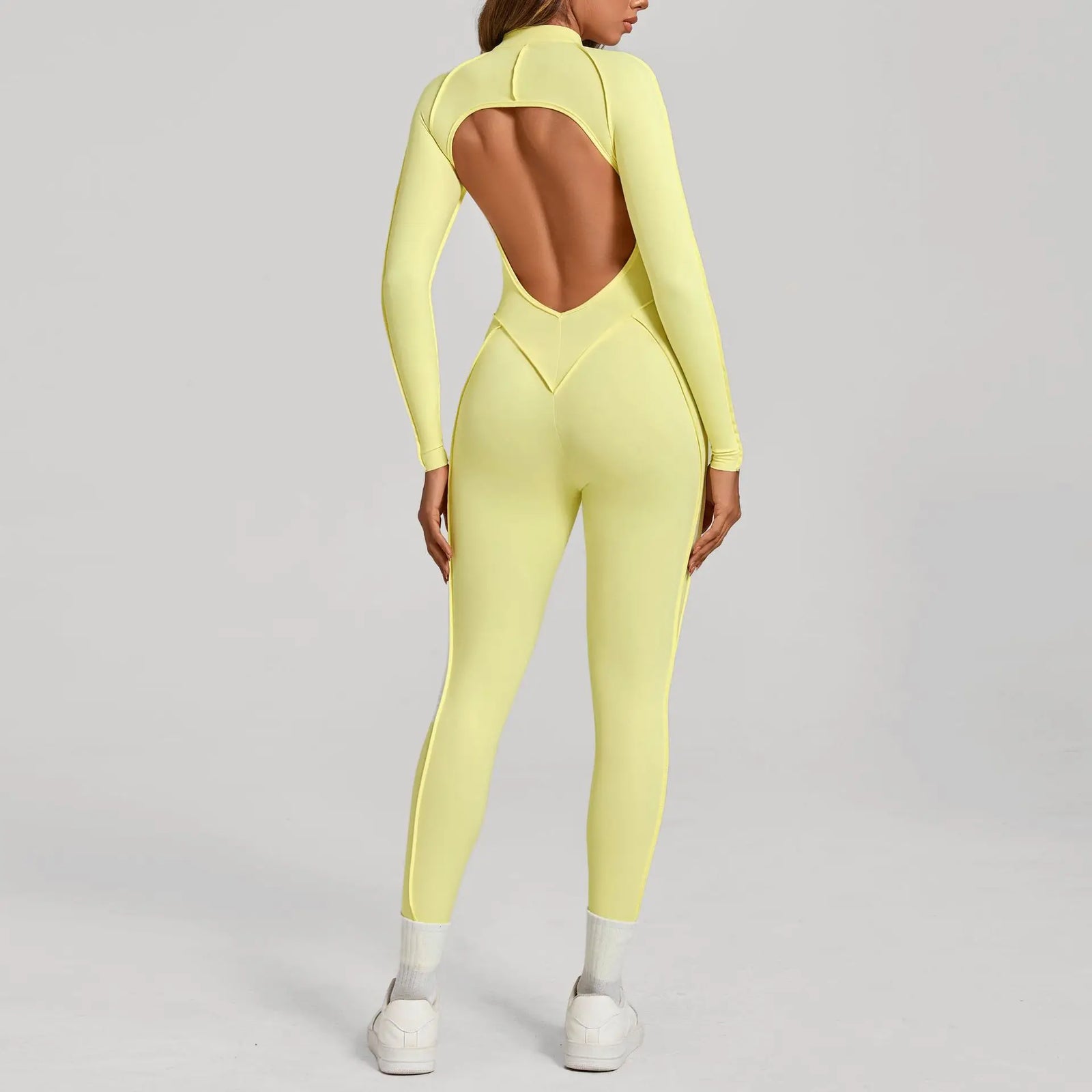 Women's Zip Front Contour Seam Workout One Piece in Long and Short Styles