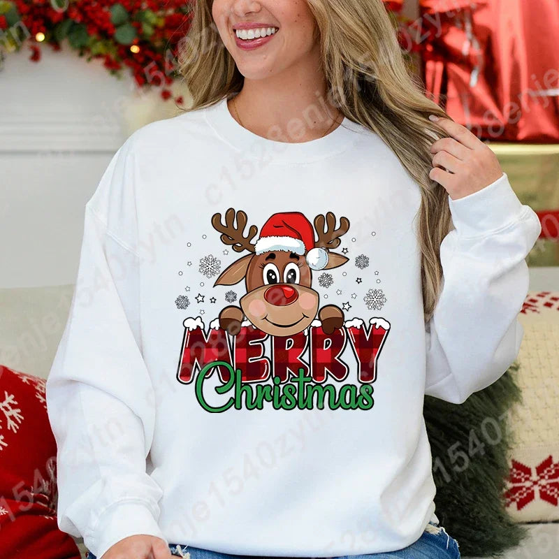 Christmas Graphic Long Sleeve Pullover Casual Sweatshirt for Layering