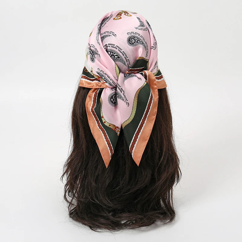 Printed Square Neck Scarf with Decorative Border Designs