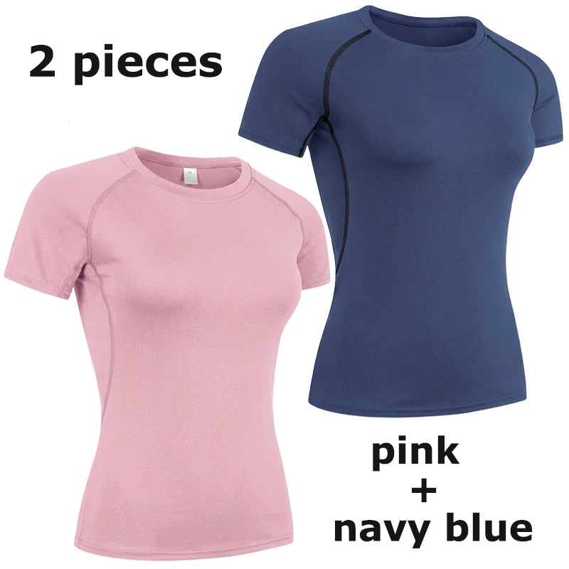 Women's Crew Neck Fitted Short Sleeve T-shirt For Workout Outfits