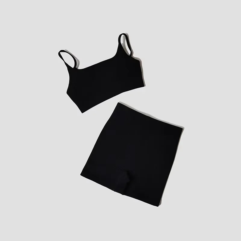 Women’s Seamless Yoga Set with Padded Sports Bra &amp; Workout Shorts