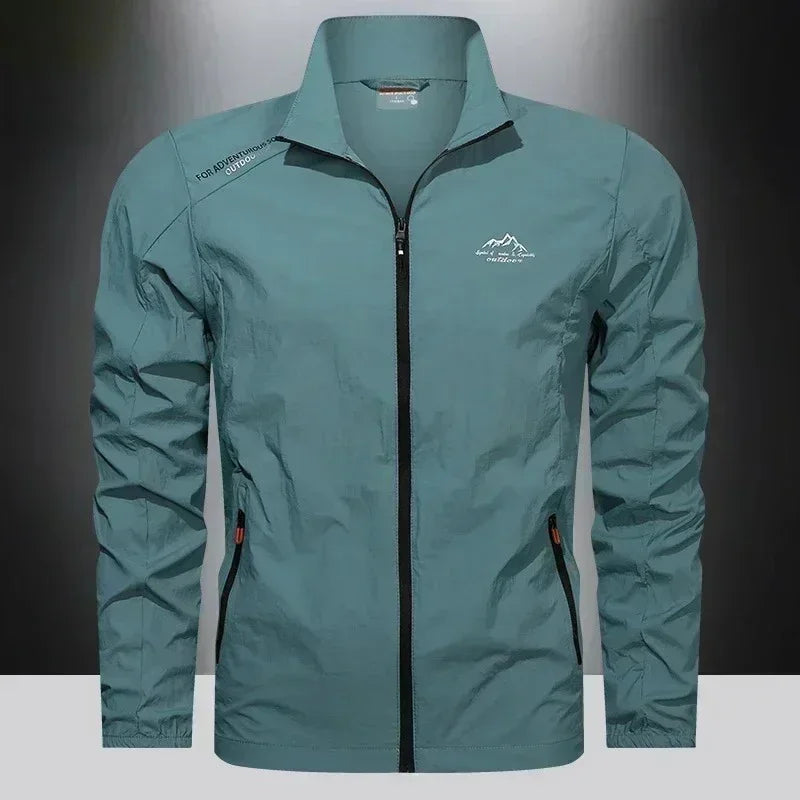 Men's Stand Collar Zip Front Pocket Jacket