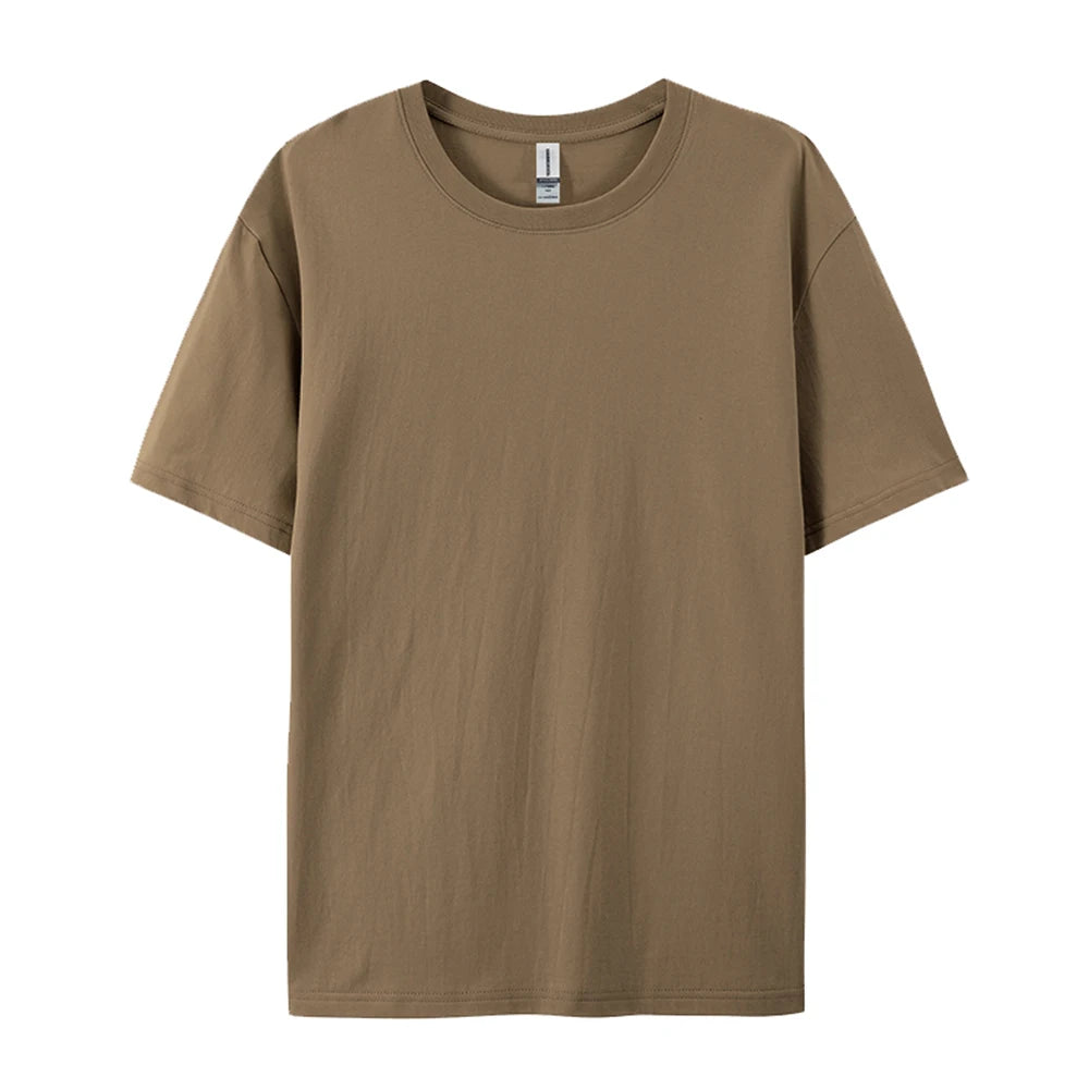 Solid Crew Neck Short Sleeve Cotton Casual T Shirt