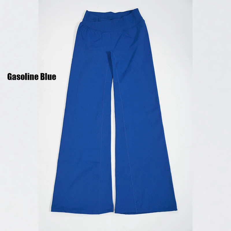 Women's High Waist Nylon Blend Flared Workout Pants with Fitted Upper Legs