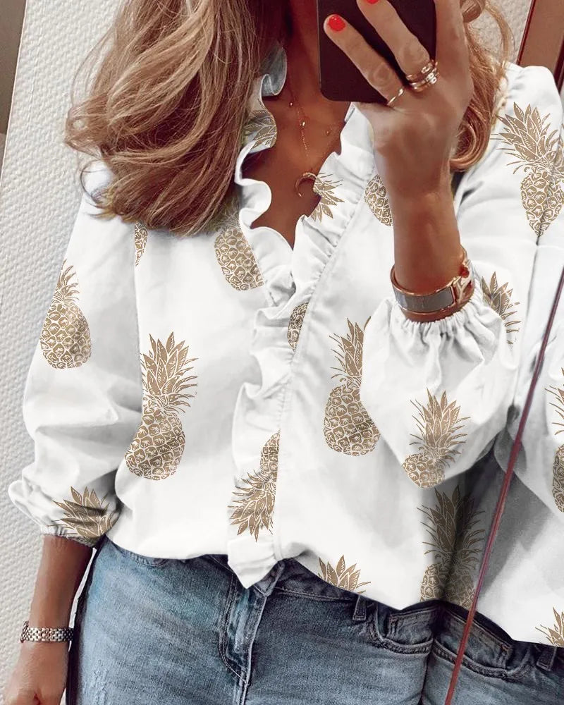 Women's Ruffled Long Sleeve Shirt