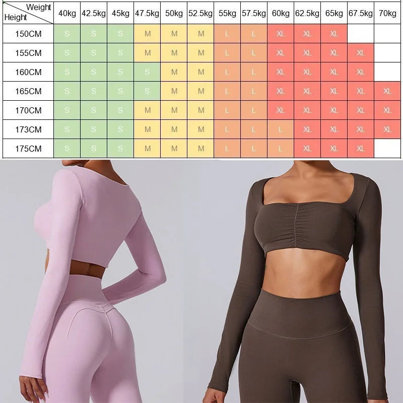 Women's Ruched Long-Sleeve Workout Crop Top