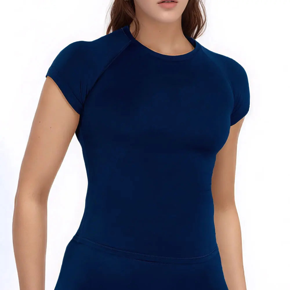 Women's Crew Neck Fitted Short Sleeve T-shirt For Workout Outfits