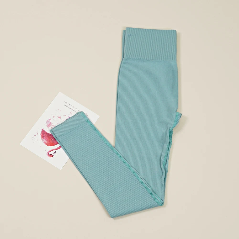Women's Ribbed Full Length Leggings For Workout Outfits