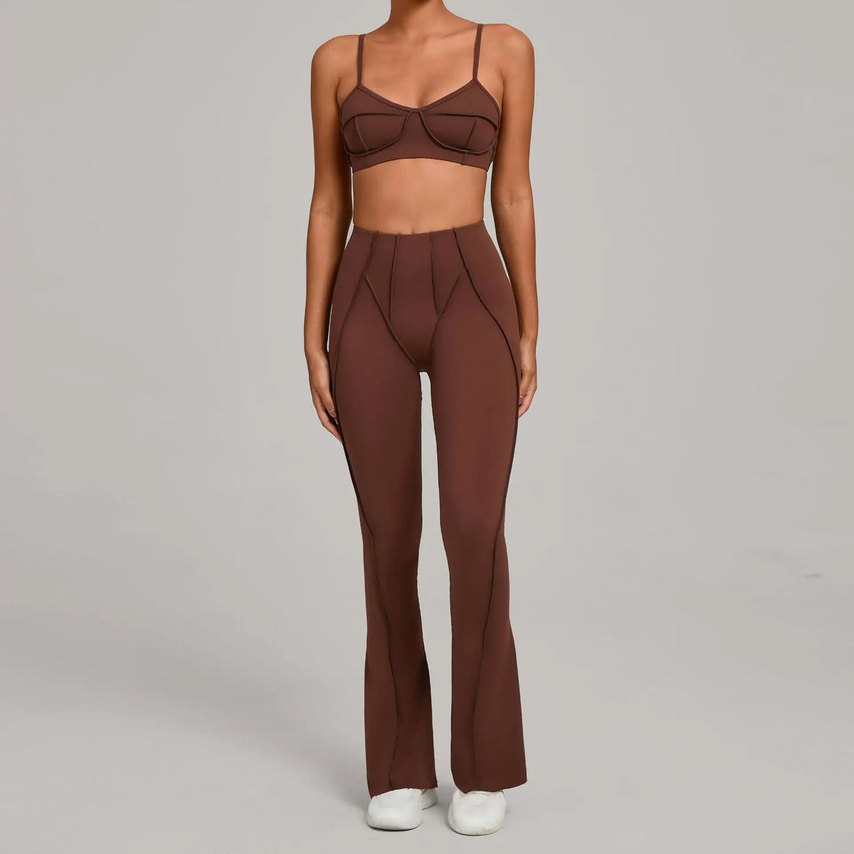 Women's Contrast Seam Bra And Leggings Yoga Set