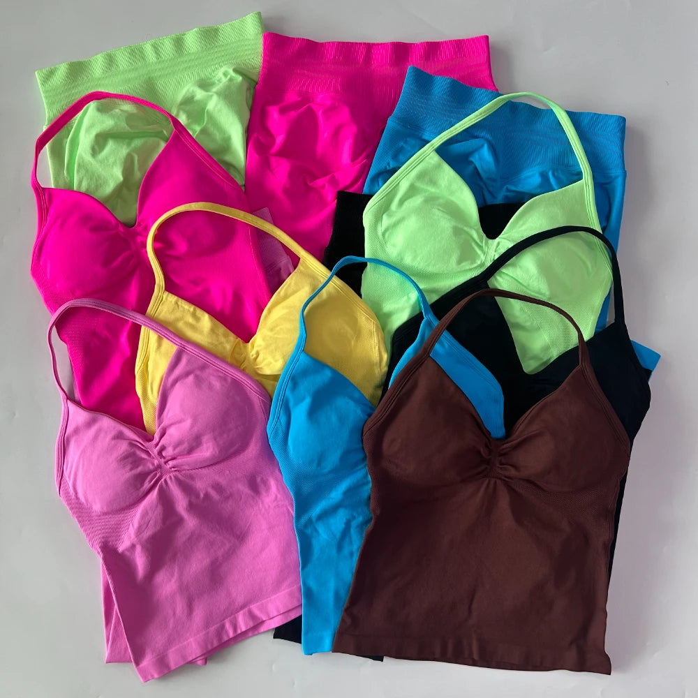Women's Thin Strap Tank And Leggings Yoga Set