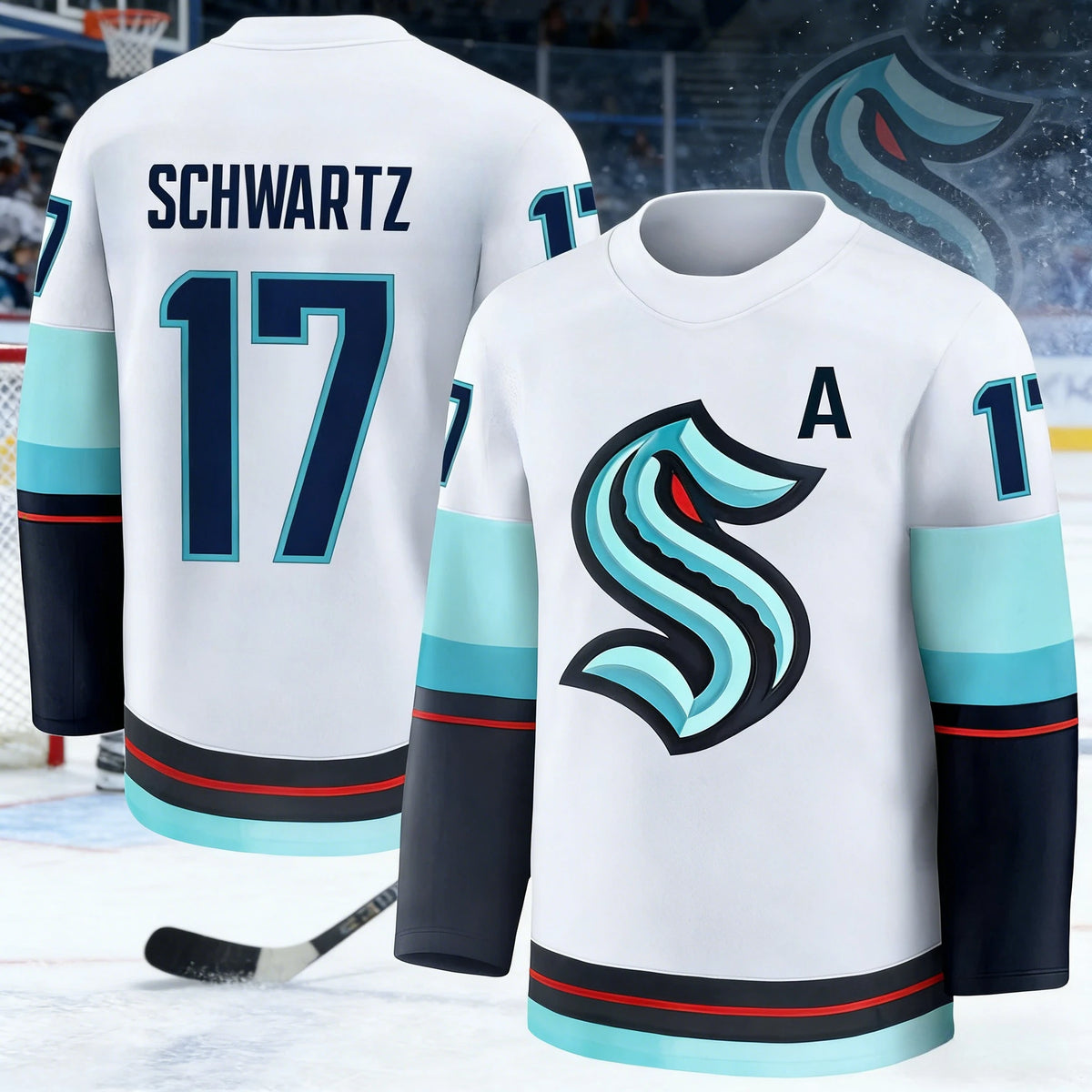 Long Sleeve Ice Hockey Sports Jersey with Contrast Stripe Design