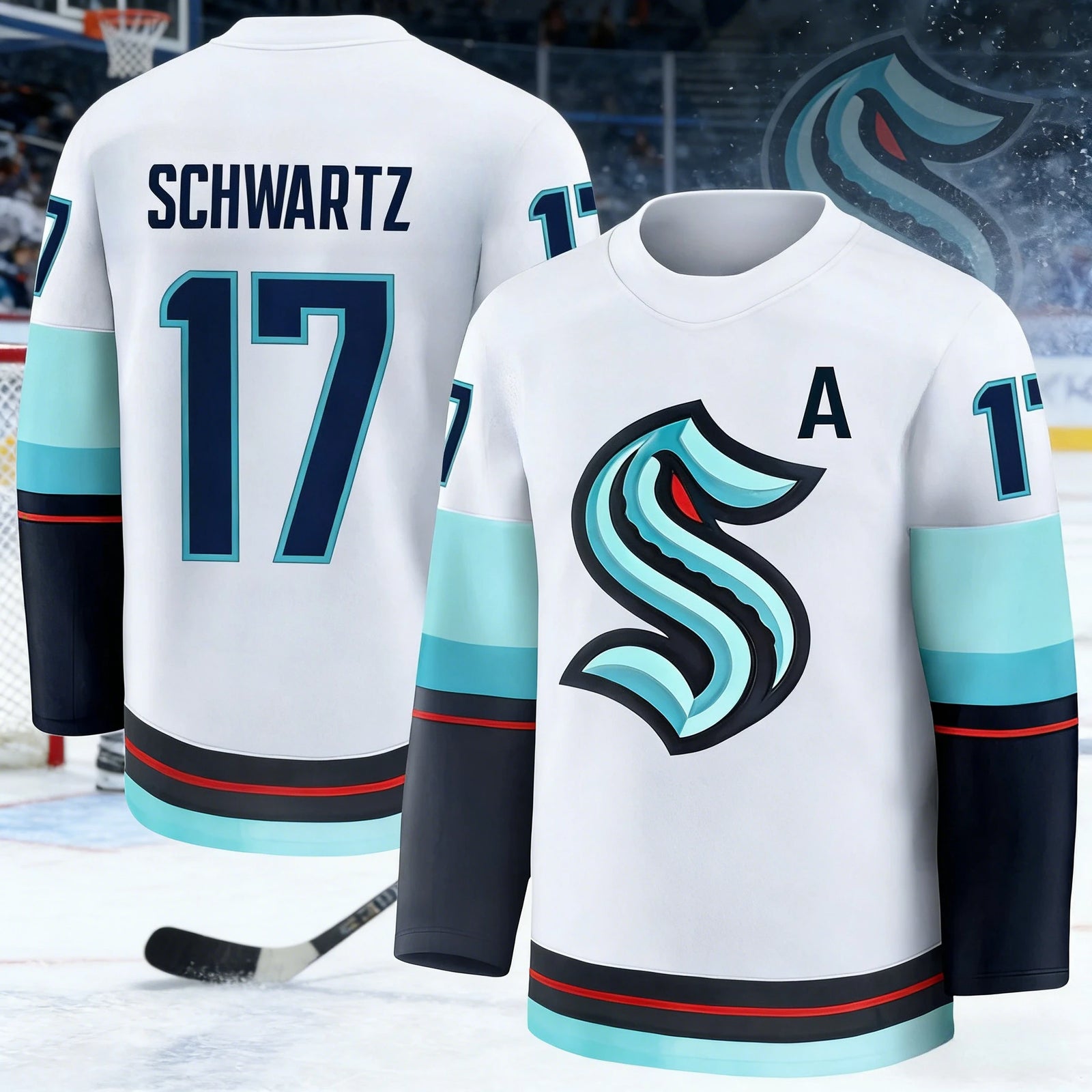 Long Sleeve Ice Hockey Sports Jersey with Contrast Stripe Design