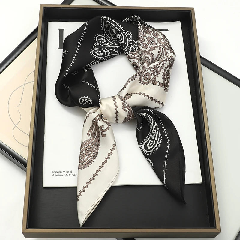 Ornate Print Square Scarf with Decorative Border Patterns
