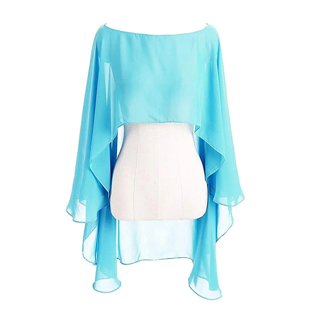 Layered Sheer Draped Cape for Layering over Outfits