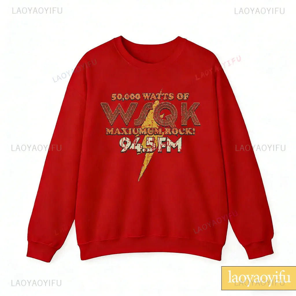 Radio Graphic Long Sleeve Pullover Casual Sweatshirt for Layering