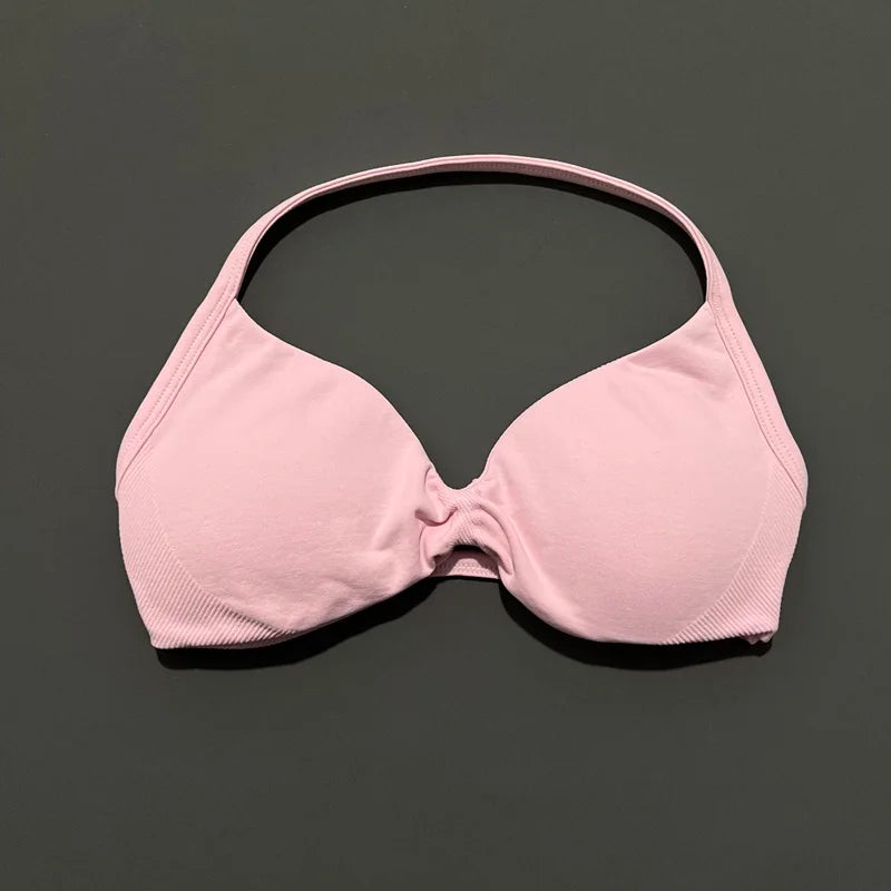Women's Ruched Halter Neck Sports Bra