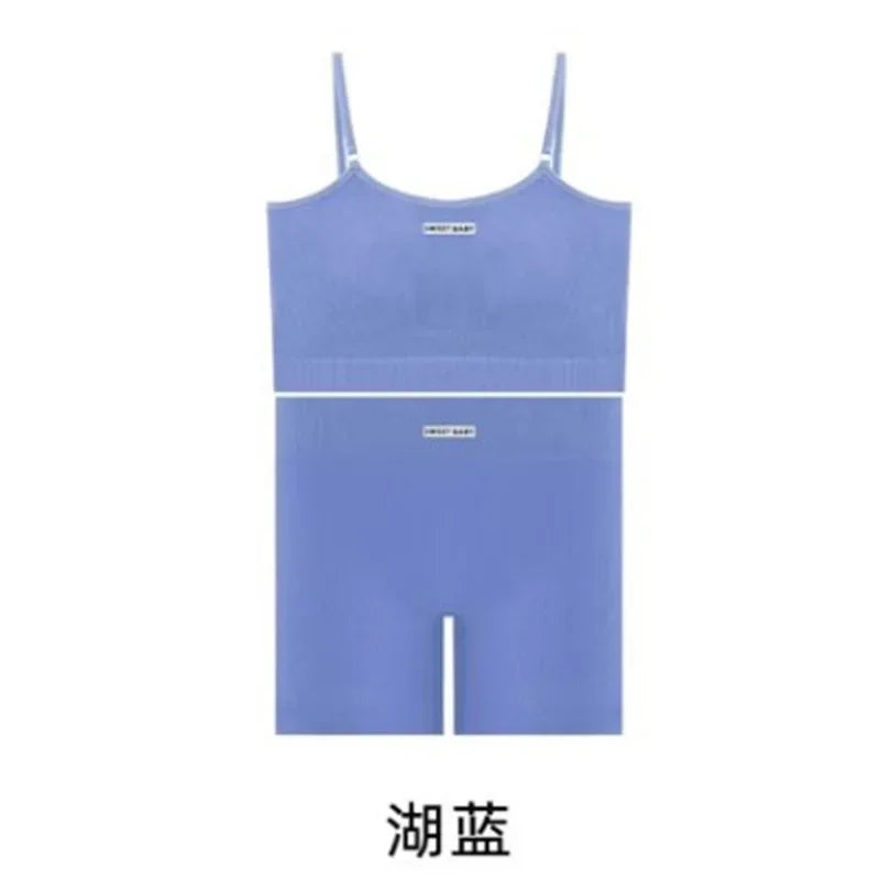Women's Thin Strap Tank And Shorts Yoga Set