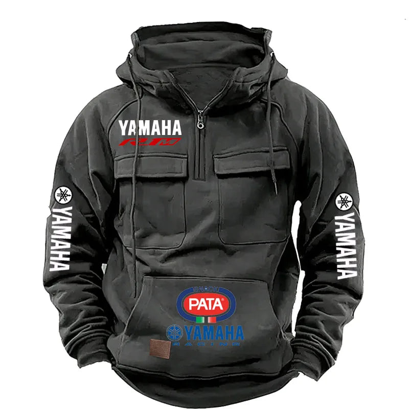 Men's Workwear-Inspired Moto-Graphic Zip-Front Hoodie