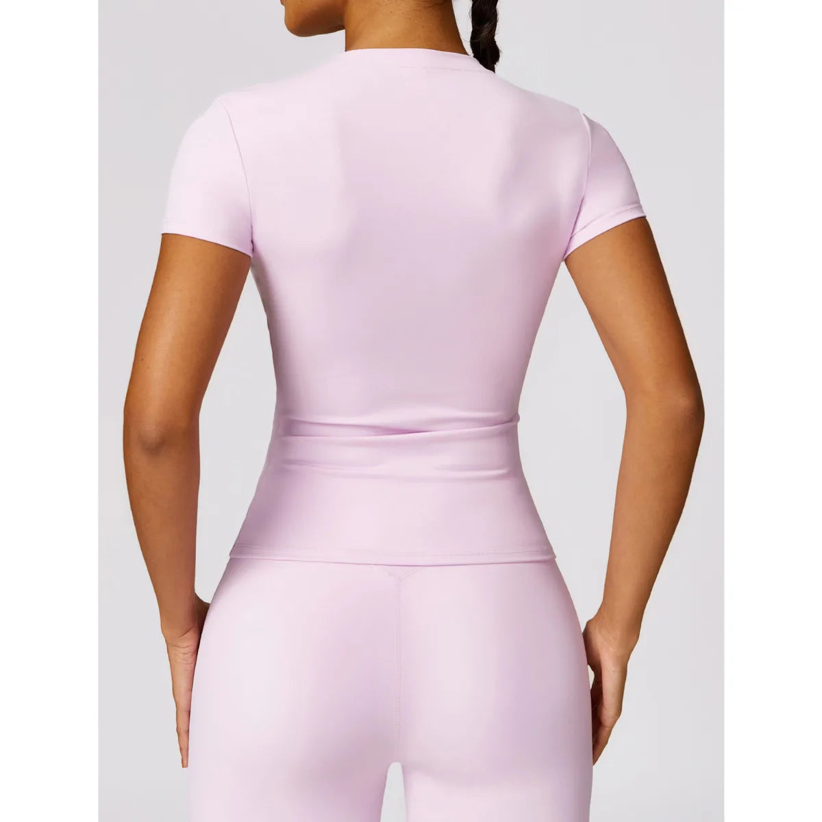 Women's Crew Neck Fitted Short Sleeve T-shirt For Workout Outfits