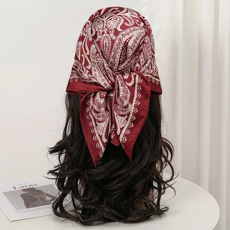 Floral Print Square Scarf for Head and Neck Styling
