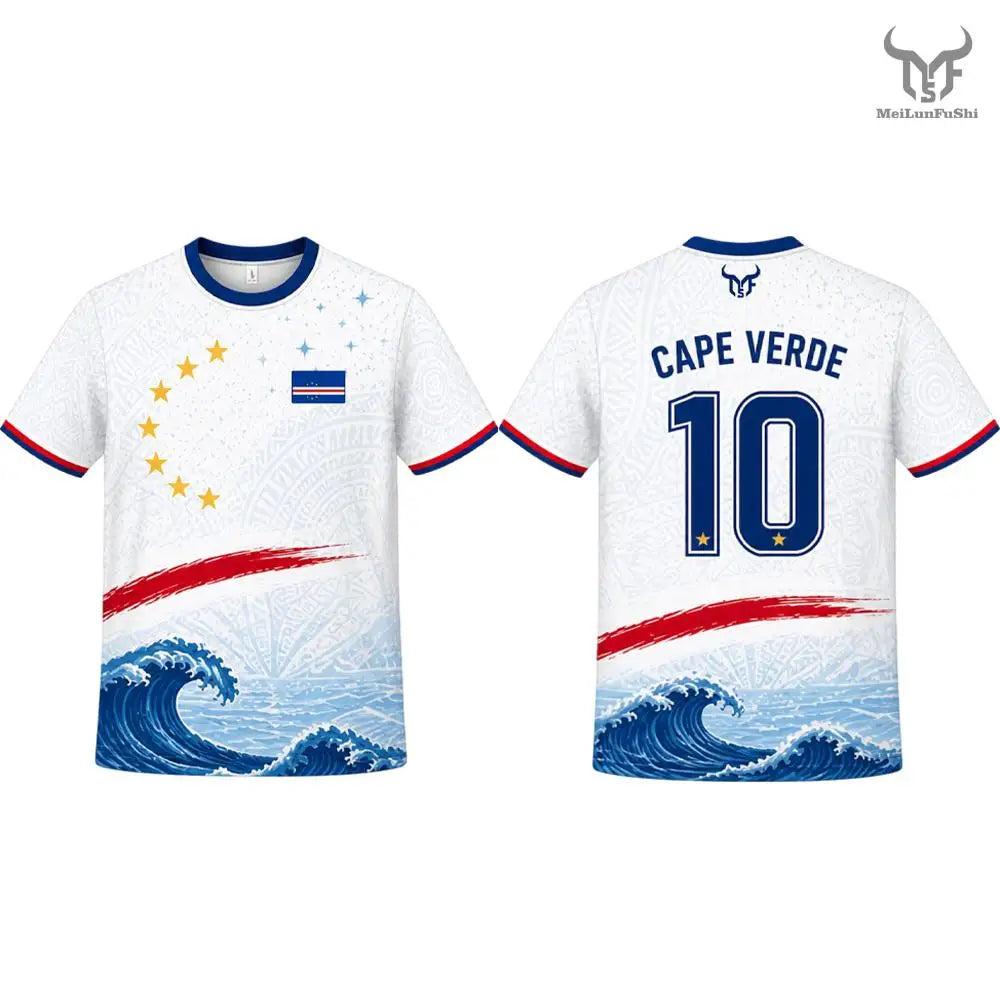 Cape Verde Football Short Sleeve Jersey For Sports Outfits