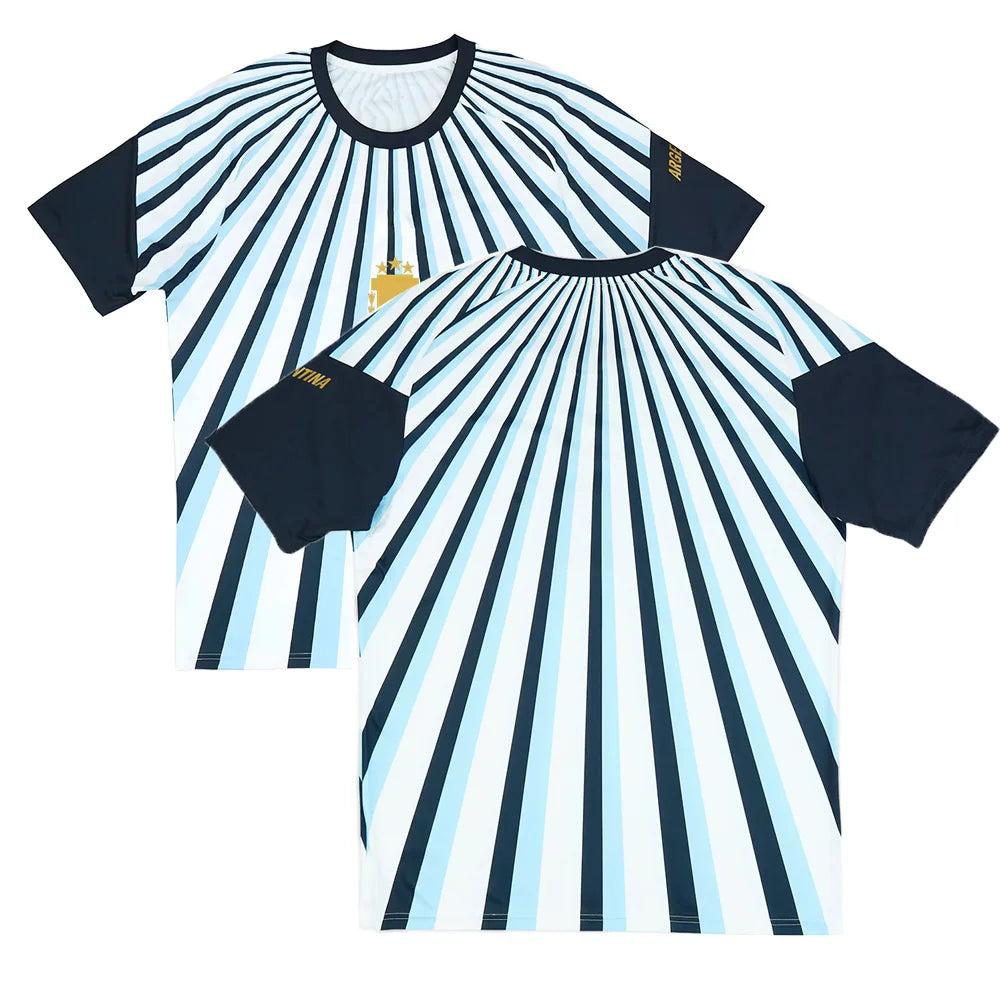 Argentina Soccer Jersey Men's Mesh Football Shirt Quick Dry Breathable Short Sleeve Sports Top