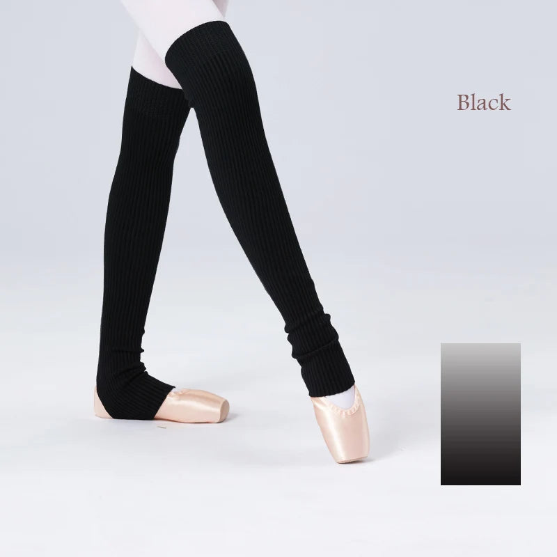 Long Ribbed Dance Leg Warmers with Stirrup Foot Openings